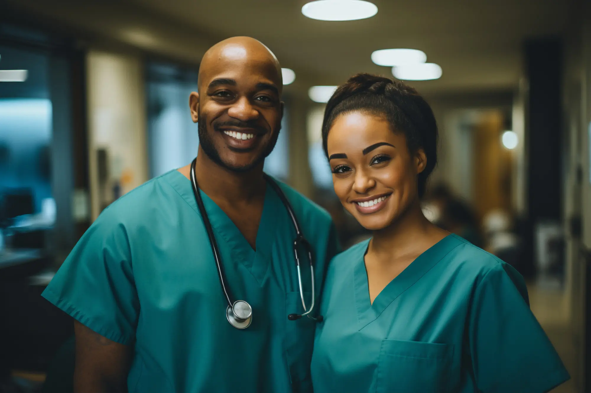 Two African nurses in scrubs smiling — part of the ANA community